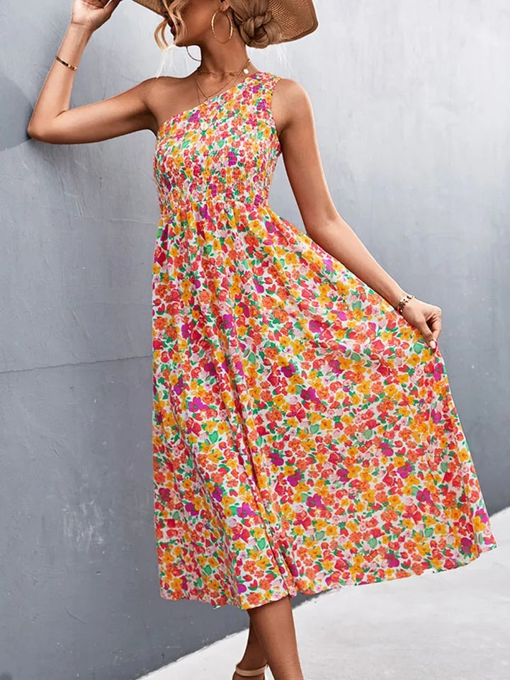 Robe longue à fleurs style bohème - Tenue élégante à imprimé fleuri pour femmes