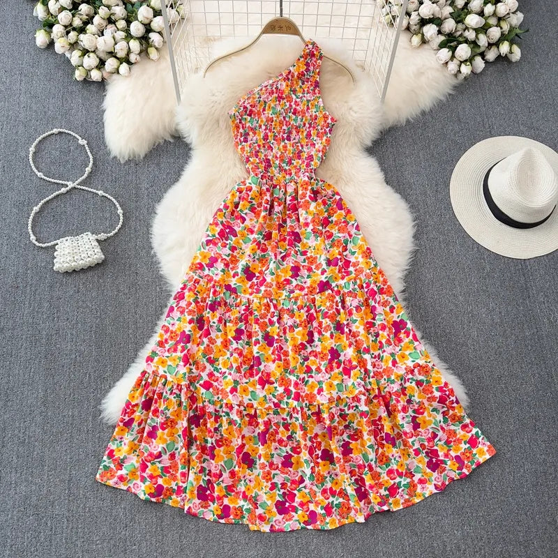 Robe longue à fleurs style bohème - Tenue élégante à imprimé fleuri pour femmes