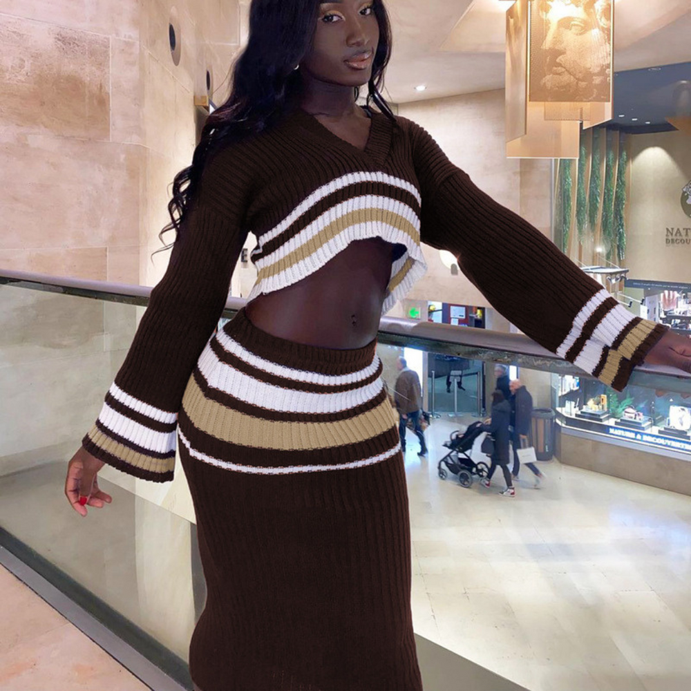 
                      
                        BamBam Fall Set: Striped Top and Skirt - The Sexy and Chic Look to Adopt Now
                      
                    