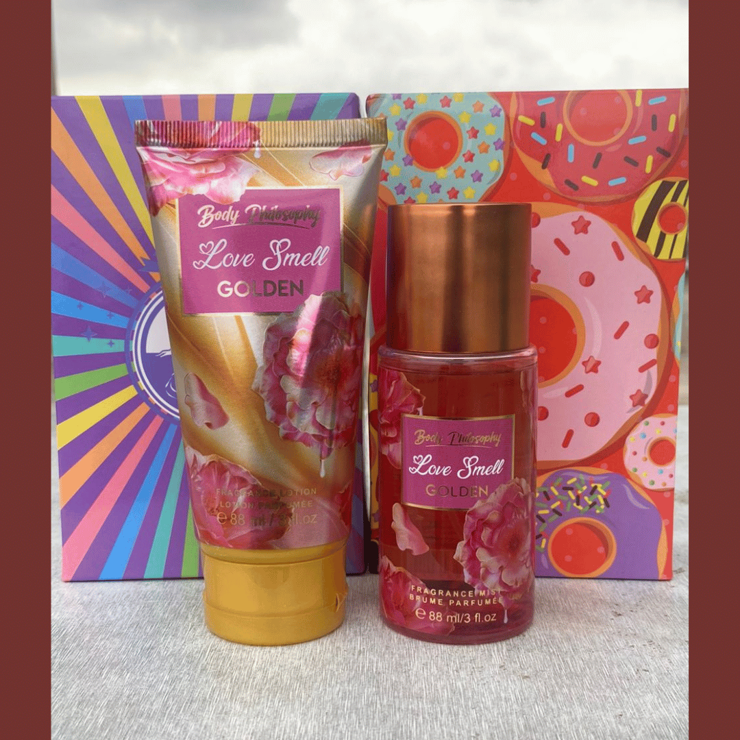 Parfum et Crème Corporelle “Body Treats Love Smell GOLDEN” : Un Duo Irrésistible