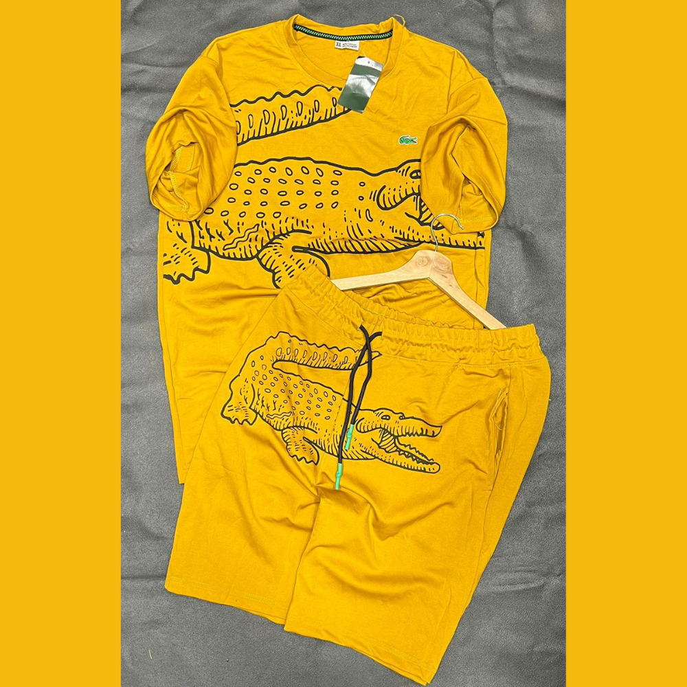 Ensemble Décontracté Jaune - T-shirt et Pantalon LACOSTE