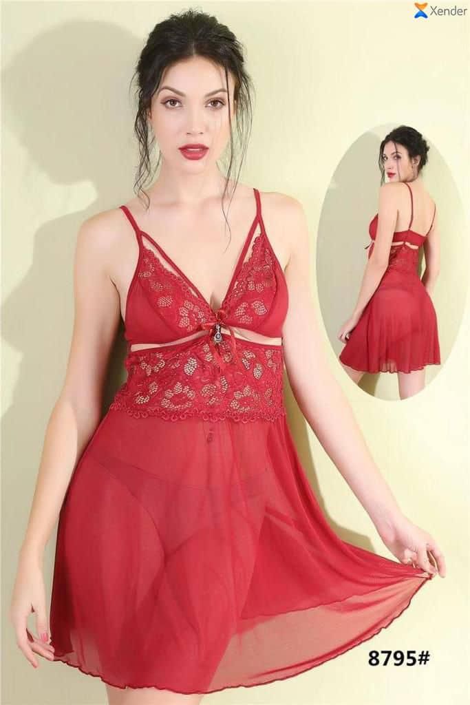 Ensemble Robe de Nuit et String Rouge Sexy