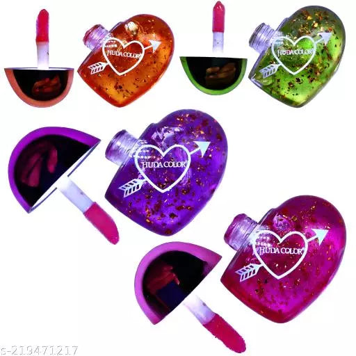 Lot de 5 teintes de brillants à lèvres hydratants en forme de cœur pour des lèvres douces et éclatantes