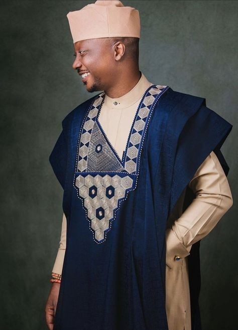 3 Piece Men's Tunic: Pants, Long Sleeve Top and Embroidered Boubou