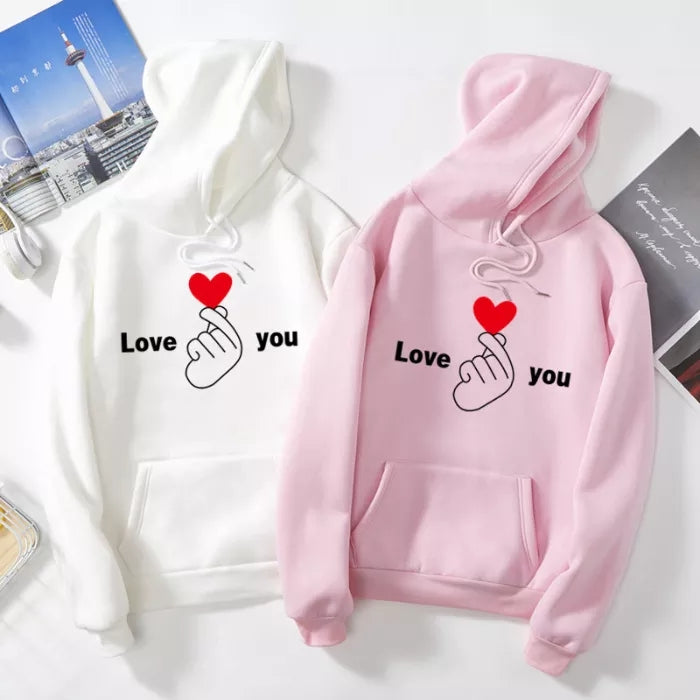 Pull à capuche en coton avec l'impression "love you" - Exprimez votre amour avec style ! Achetez maintenant - dblstoreci